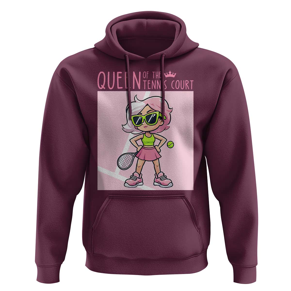Queen Of The Court Hoodie Funny Tennis Player Gift For Women - Wonder Print Shop
