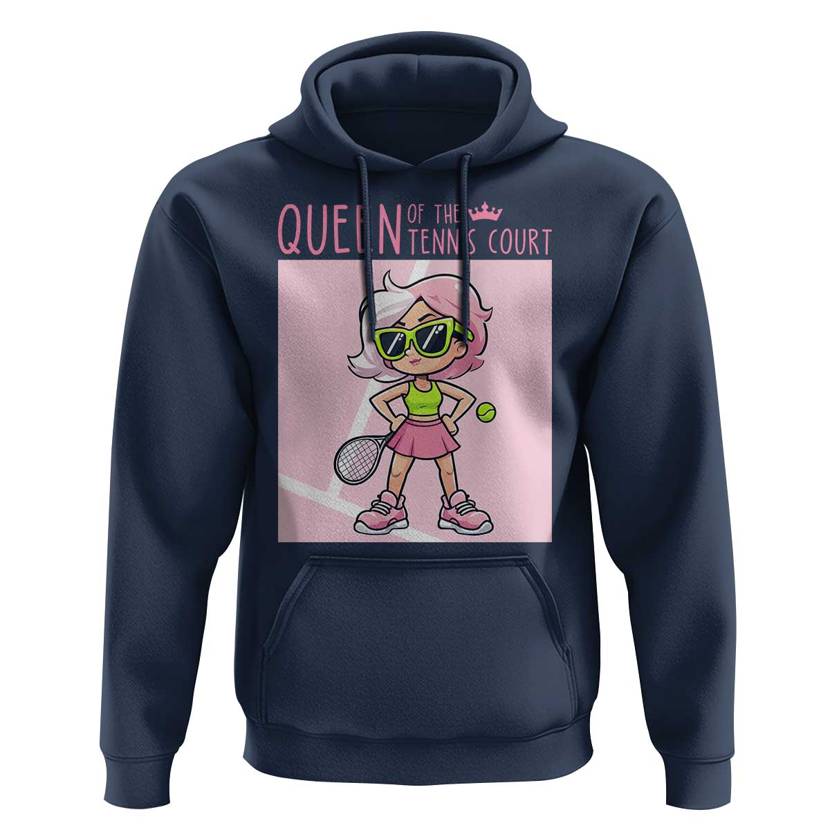 Queen Of The Court Hoodie Funny Tennis Player Gift For Women - Wonder Print Shop