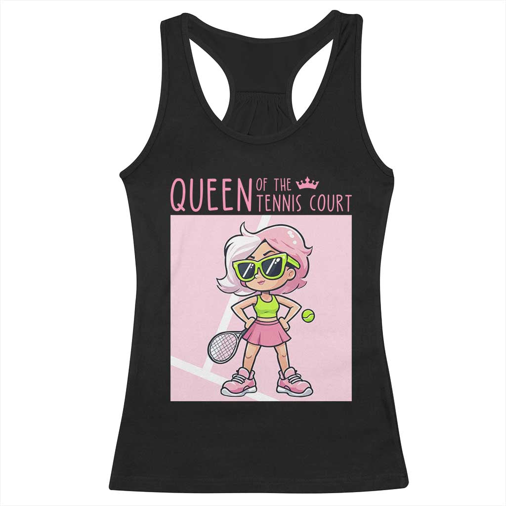 Queen Of The Court Racerback Tank Top Funny Tennis Player Gift For Women - Wonder Print Shop