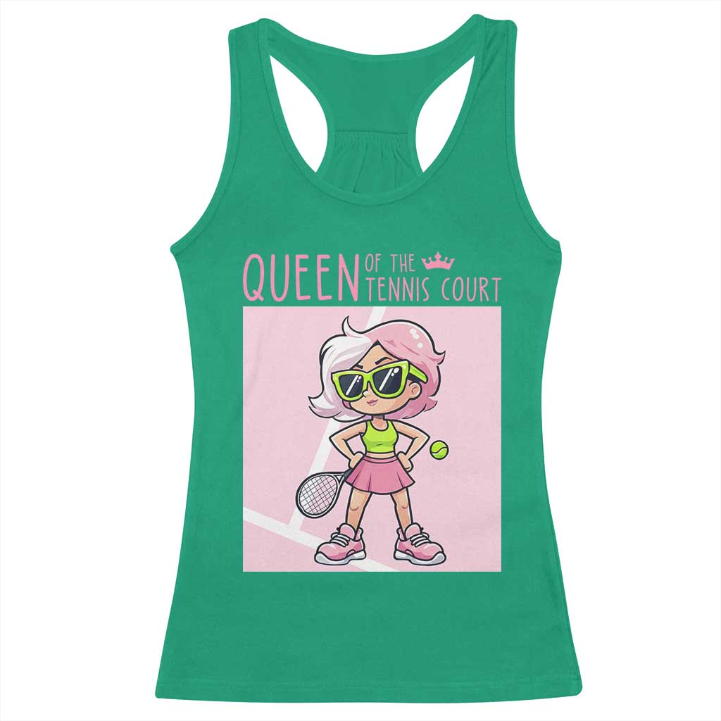 Queen Of The Court Racerback Tank Top Funny Tennis Player Gift For Women - Wonder Print Shop