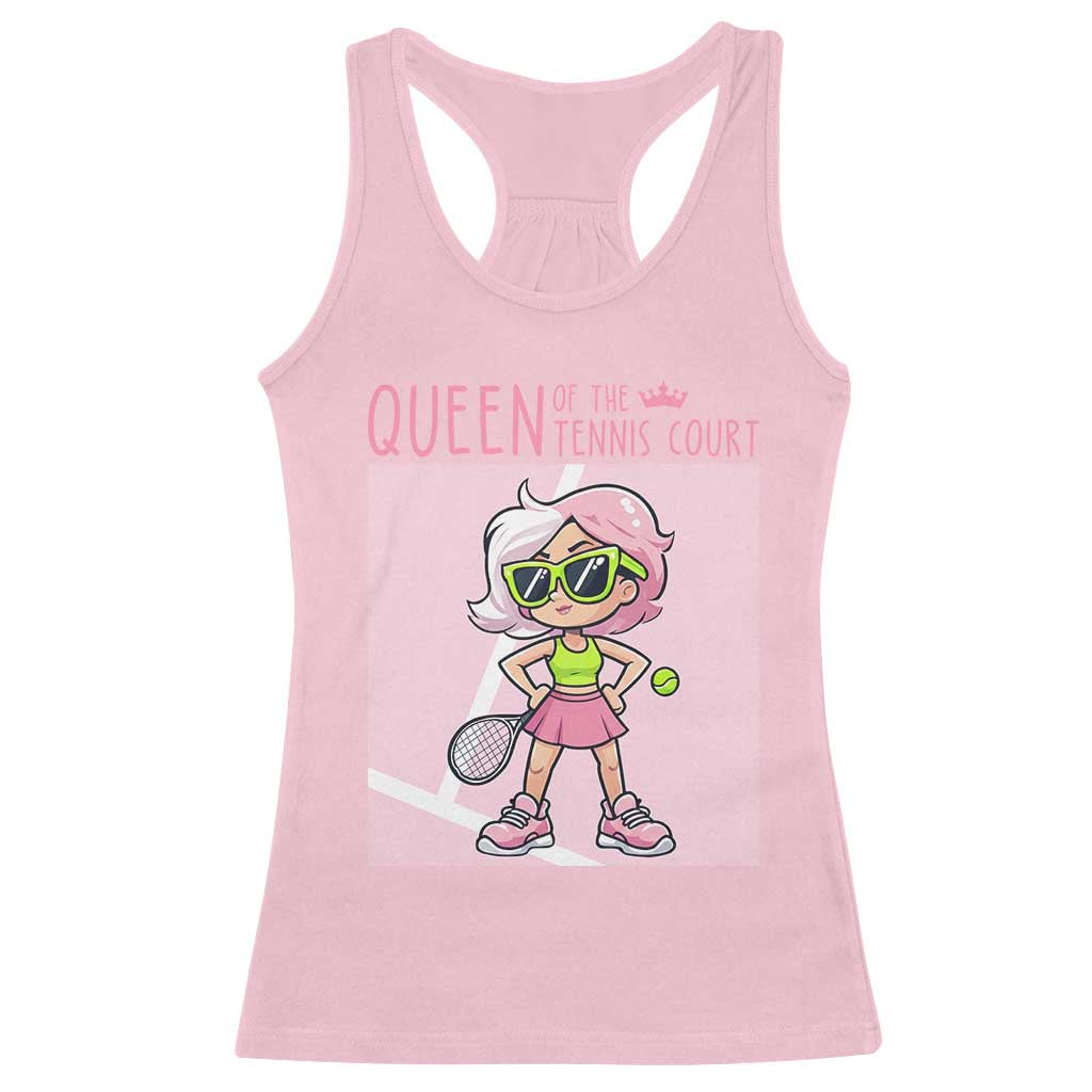 Queen Of The Court Racerback Tank Top Funny Tennis Player Gift For Women - Wonder Print Shop