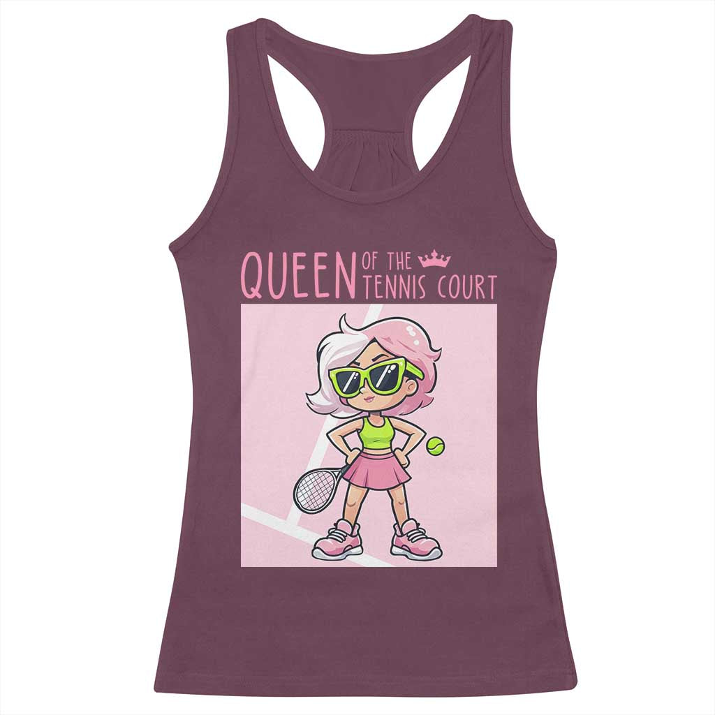 Queen Of The Court Racerback Tank Top Funny Tennis Player Gift For Women - Wonder Print Shop