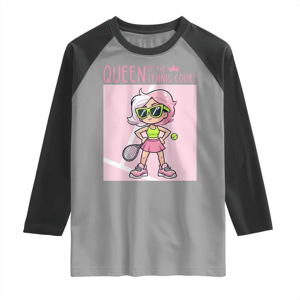 Queen Of The Court Raglan Shirt Funny Tennis Player Gift For Women - Wonder Print Shop