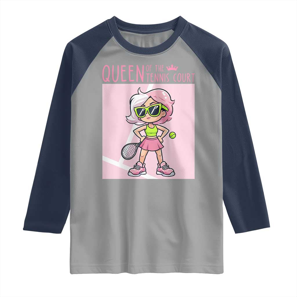 Queen Of The Court Raglan Shirt Funny Tennis Player Gift For Women - Wonder Print Shop