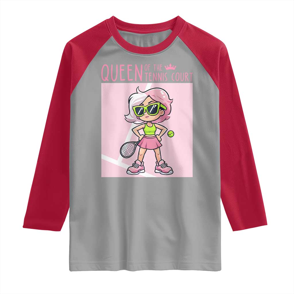 Queen Of The Court Raglan Shirt Funny Tennis Player Gift For Women - Wonder Print Shop