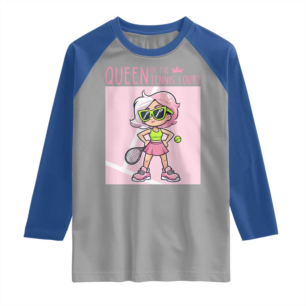 Queen Of The Court Raglan Shirt Funny Tennis Player Gift For Women - Wonder Print Shop