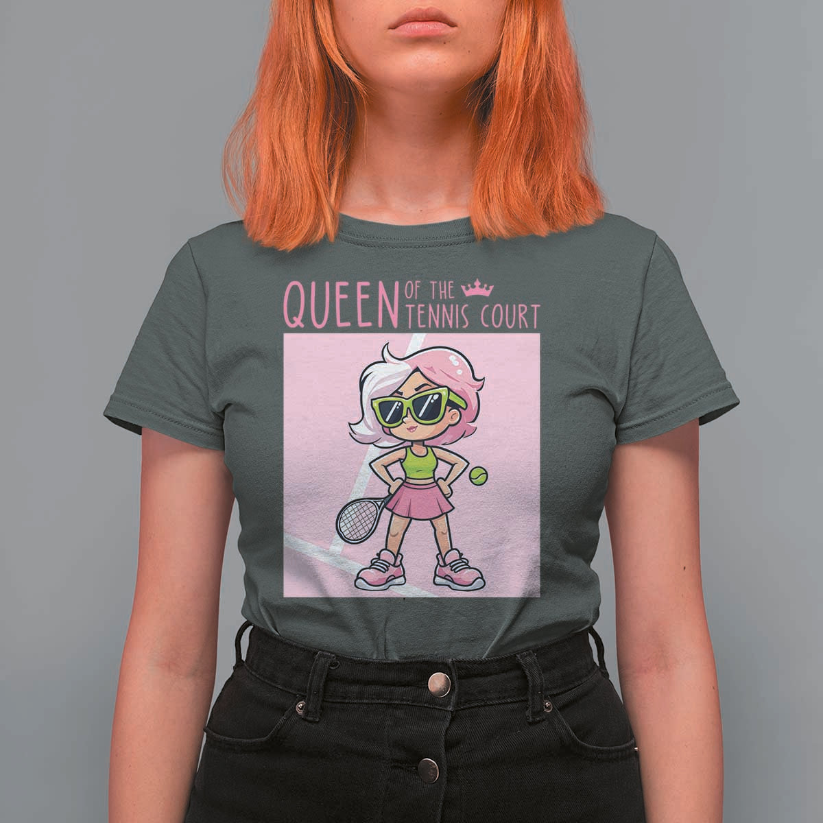 Queen Of The Court T Shirt For Women Funny Tennis Player Gift For Women - Wonder Print Shop