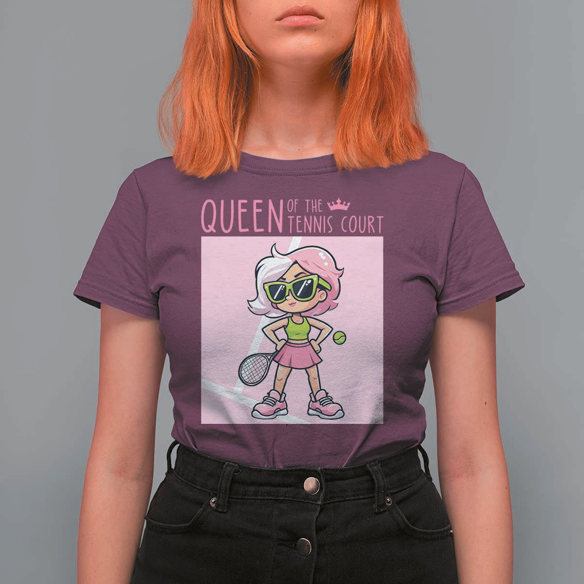 Queen Of The Court T Shirt For Women Funny Tennis Player Gift For Women - Wonder Print Shop