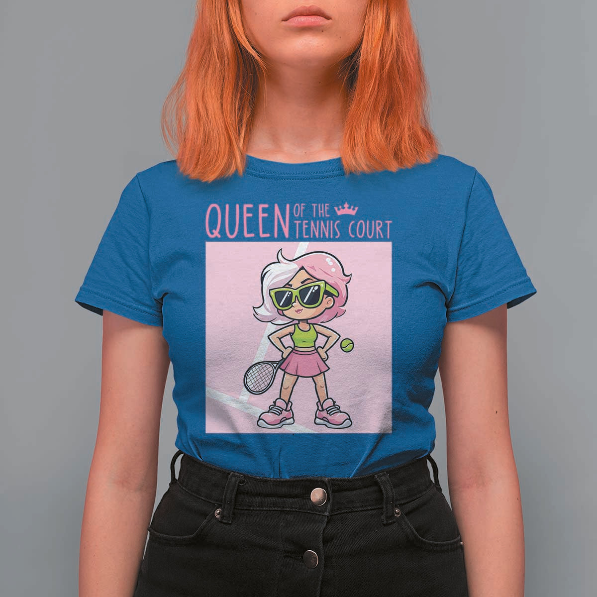 Queen Of The Court T Shirt For Women Funny Tennis Player Gift For Women - Wonder Print Shop