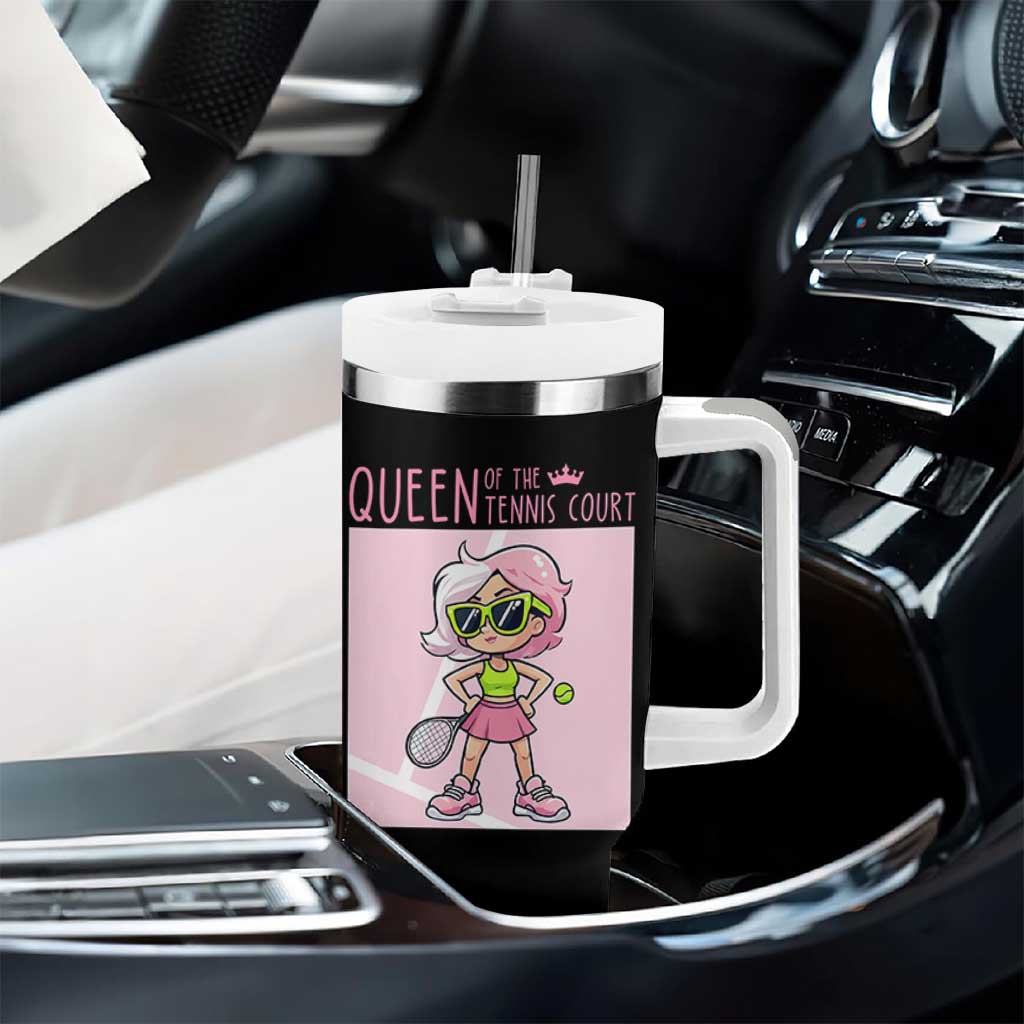 Queen Of The Court Tumbler With Handle Funny Tennis Player Gift For Women - Wonder Print Shop