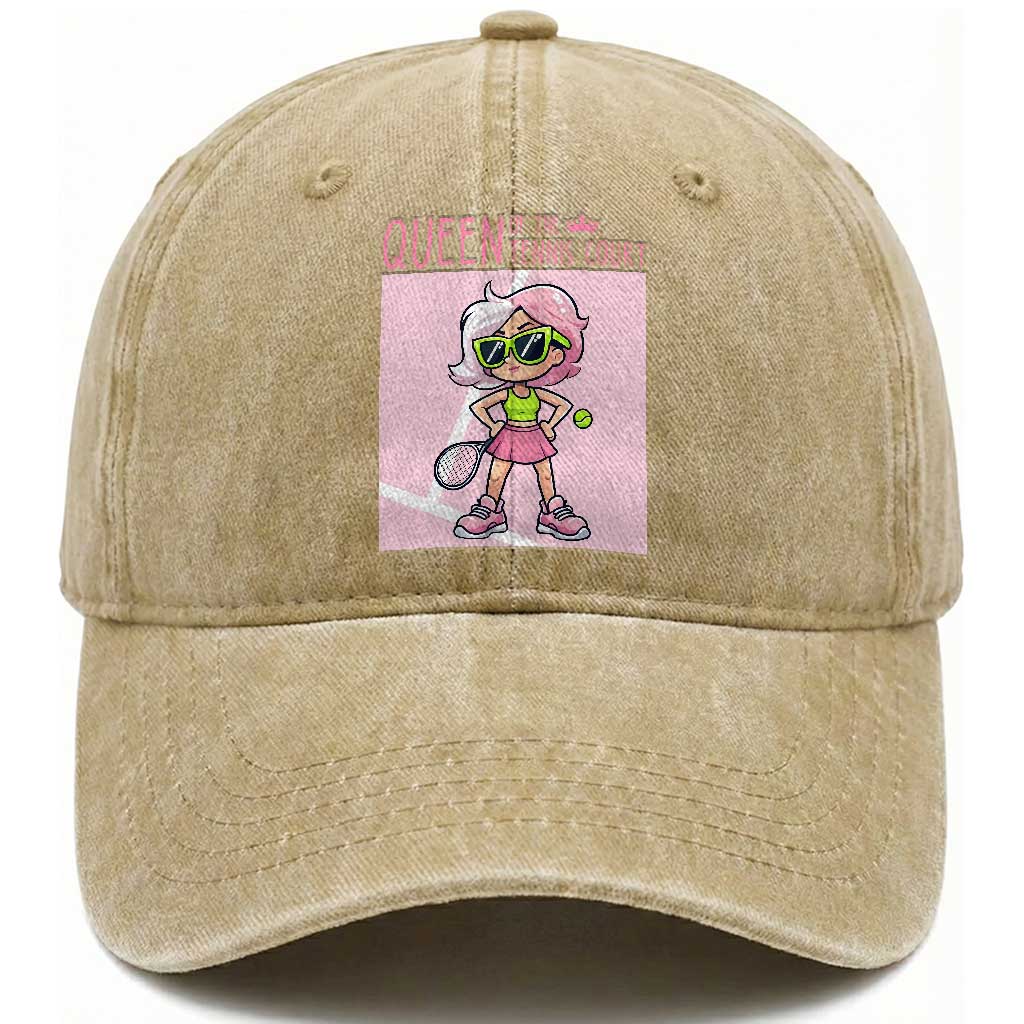 Queen Of The Court Washed Cotton Baseball Cap Funny Tennis Player Gift For Women
