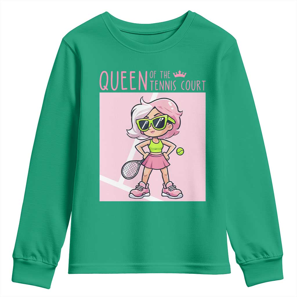 Queen Of The Court Youth Sweatshirt Funny Tennis Player Gift For Women - Wonder Print Shop