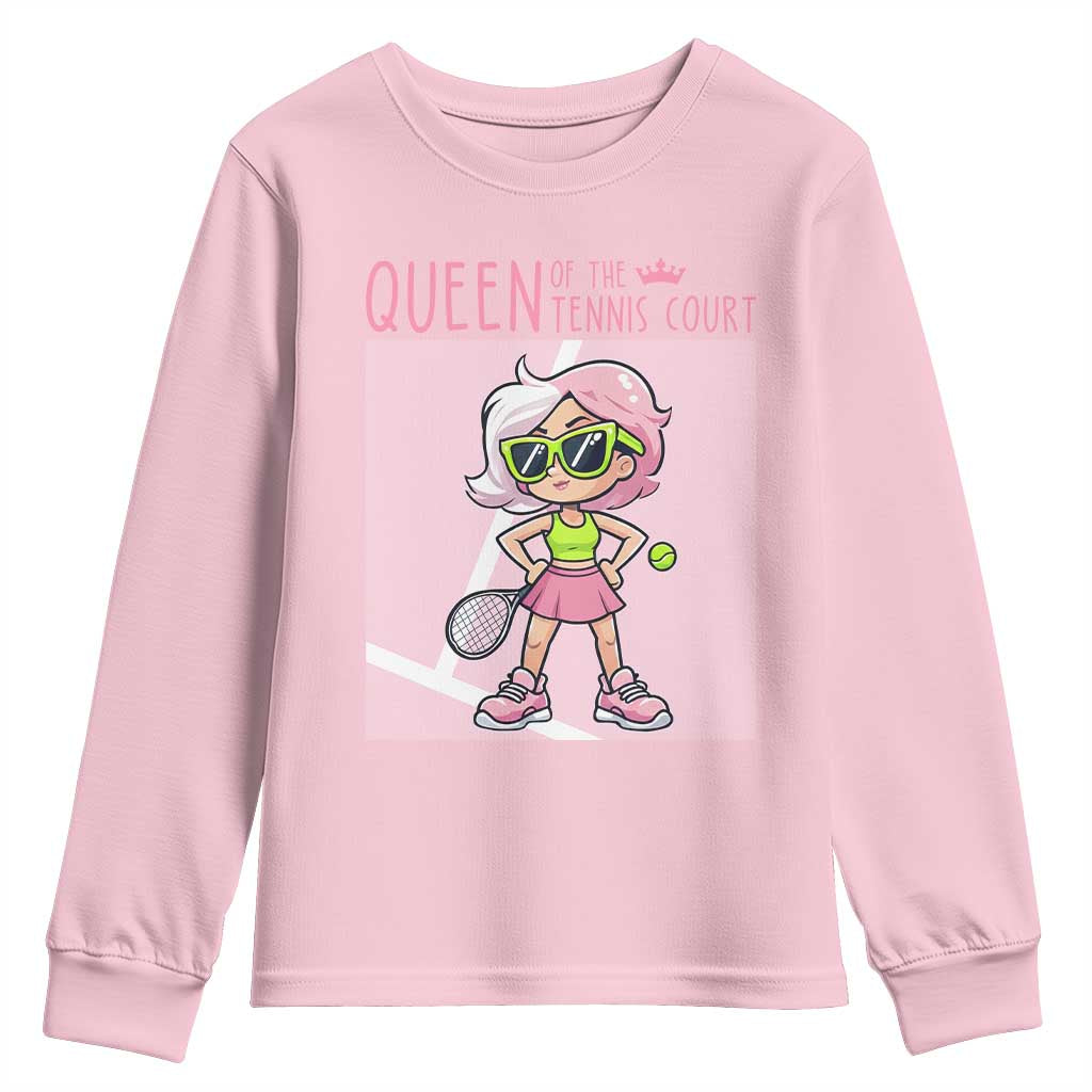 Queen Of The Court Youth Sweatshirt Funny Tennis Player Gift For Women - Wonder Print Shop