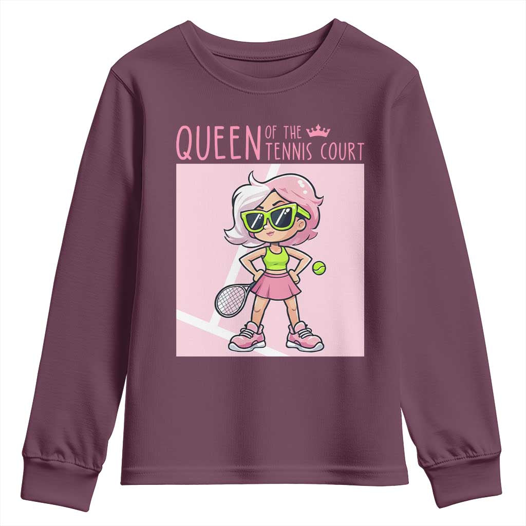 Queen Of The Court Youth Sweatshirt Funny Tennis Player Gift For Women - Wonder Print Shop