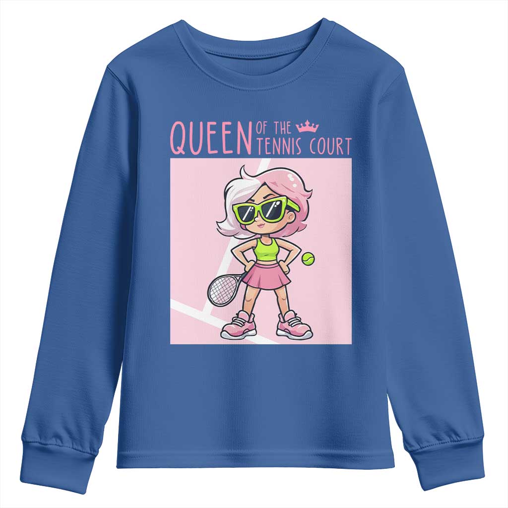 Queen Of The Court Youth Sweatshirt Funny Tennis Player Gift For Women - Wonder Print Shop