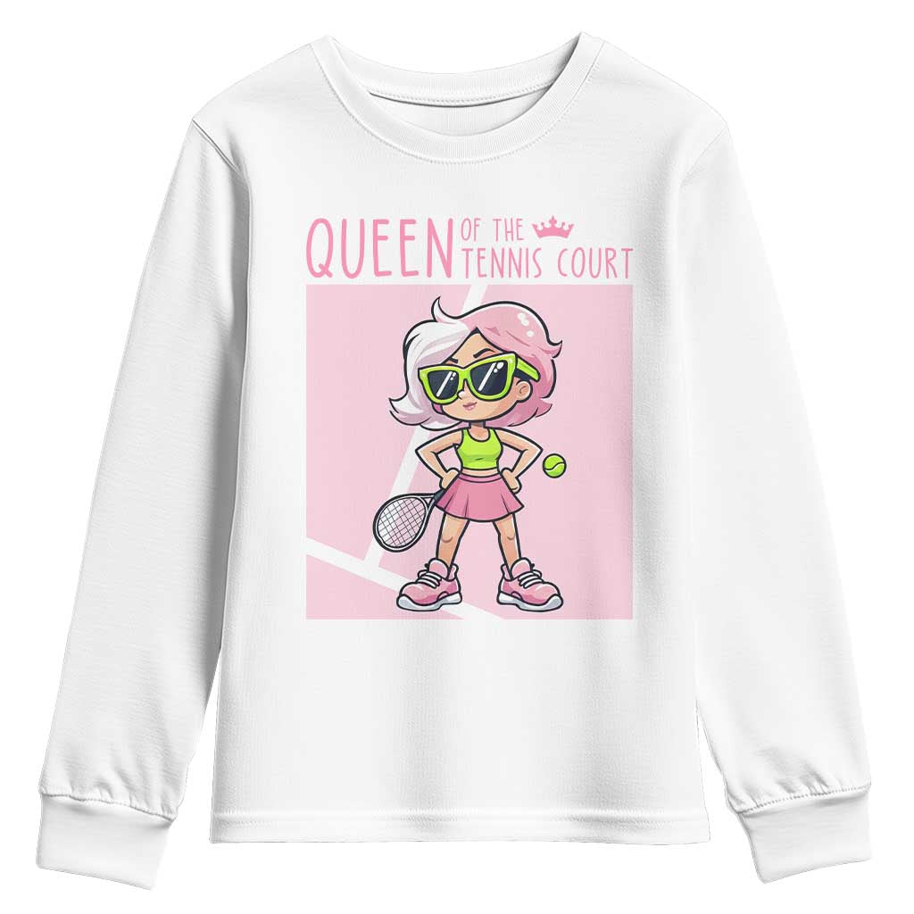 Queen Of The Court Youth Sweatshirt Funny Tennis Player Gift For Women - Wonder Print Shop
