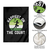Happiest On The Court Garden Flag Vintage Retro Tennis Girl Gift - Wonder Print Shop