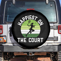 Happiest On The Court Spare Tire Cover Vintage Retro Tennis Girl Gift - Wonder Print Shop