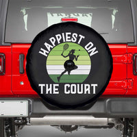 Happiest On The Court Spare Tire Cover Vintage Retro Tennis Girl Gift - Wonder Print Shop