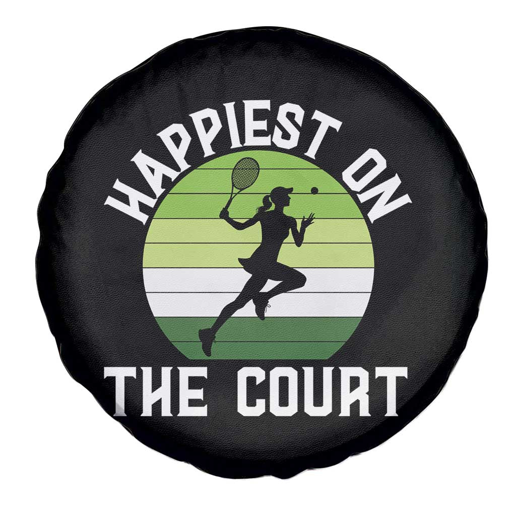 Happiest On The Court Spare Tire Cover Vintage Retro Tennis Girl Gift - Wonder Print Shop