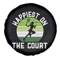 Happiest On The Court Spare Tire Cover Vintage Retro Tennis Girl Gift - Wonder Print Shop