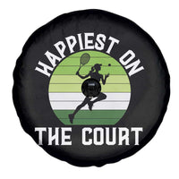 Happiest On The Court Spare Tire Cover Vintage Retro Tennis Girl Gift - Wonder Print Shop