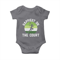 Happiest On The Court Baby Onesie Vintage Retro Tennis Girl Gift - Wonder Print Shop