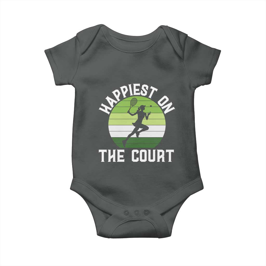 Happiest On The Court Baby Onesie Vintage Retro Tennis Girl Gift - Wonder Print Shop