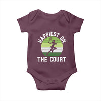Happiest On The Court Baby Onesie Vintage Retro Tennis Girl Gift - Wonder Print Shop