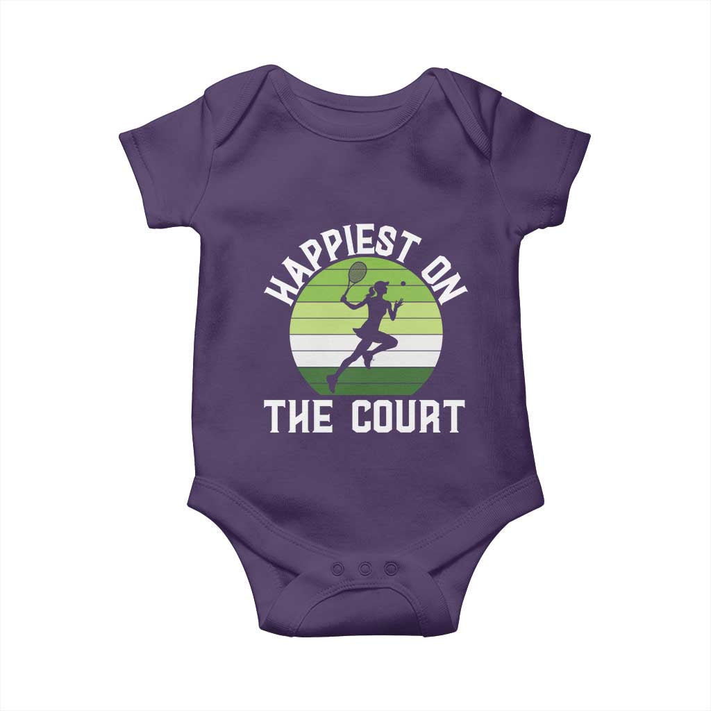Happiest On The Court Baby Onesie Vintage Retro Tennis Girl Gift - Wonder Print Shop