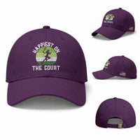 Happiest On The Court Baseball Cap Vintage Retro Tennis Girl Gift