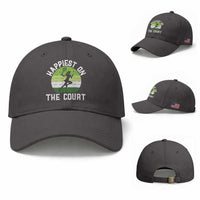 Happiest On The Court Baseball Cap Vintage Retro Tennis Girl Gift
