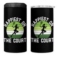 Happiest On The Court 4 in 1 Can Cooler Tumbler Vintage Retro Tennis Girl Gift - Wonder Print Shop