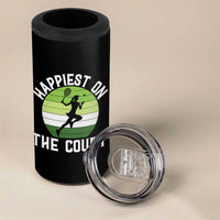 Happiest On The Court 4 in 1 Can Cooler Tumbler Vintage Retro Tennis Girl Gift - Wonder Print Shop
