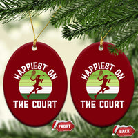 Happiest On The Court Ceramic Ornament Vintage Retro Tennis Girl Gift - Wonder Print Shop