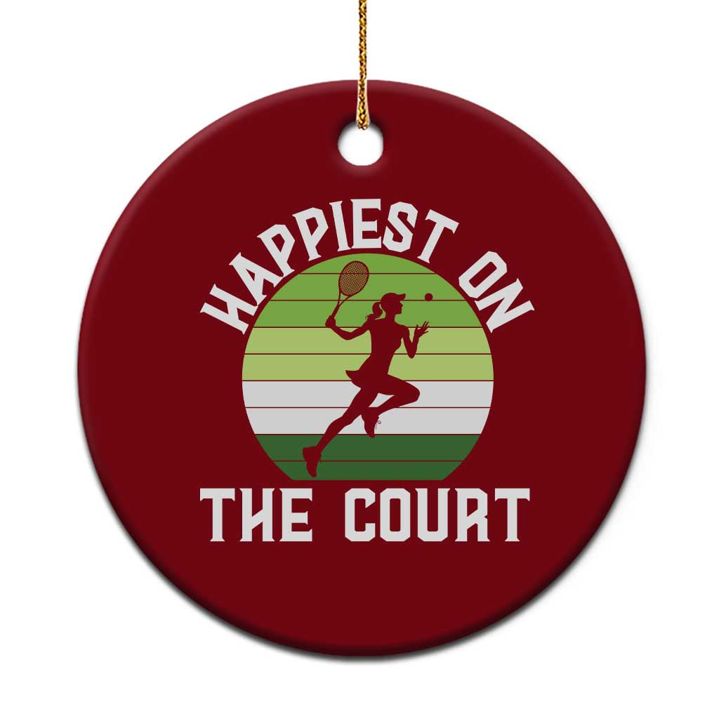 Happiest On The Court Ceramic Ornament Vintage Retro Tennis Girl Gift - Wonder Print Shop