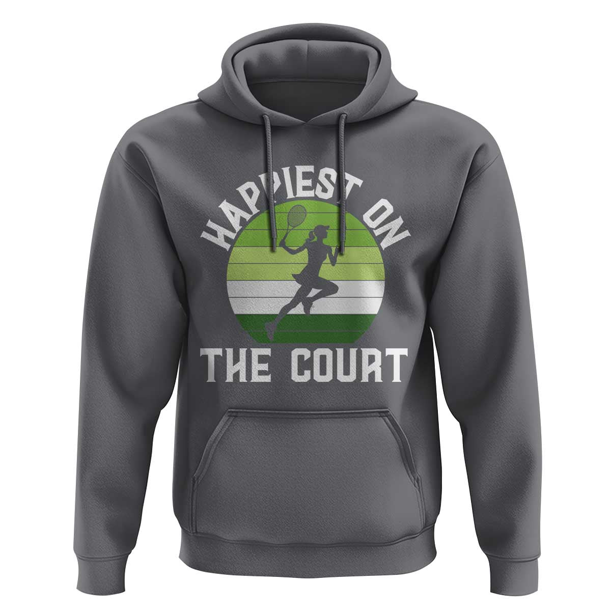 Happiest On The Court Hoodie Vintage Retro Tennis Girl Gift - Wonder Print Shop
