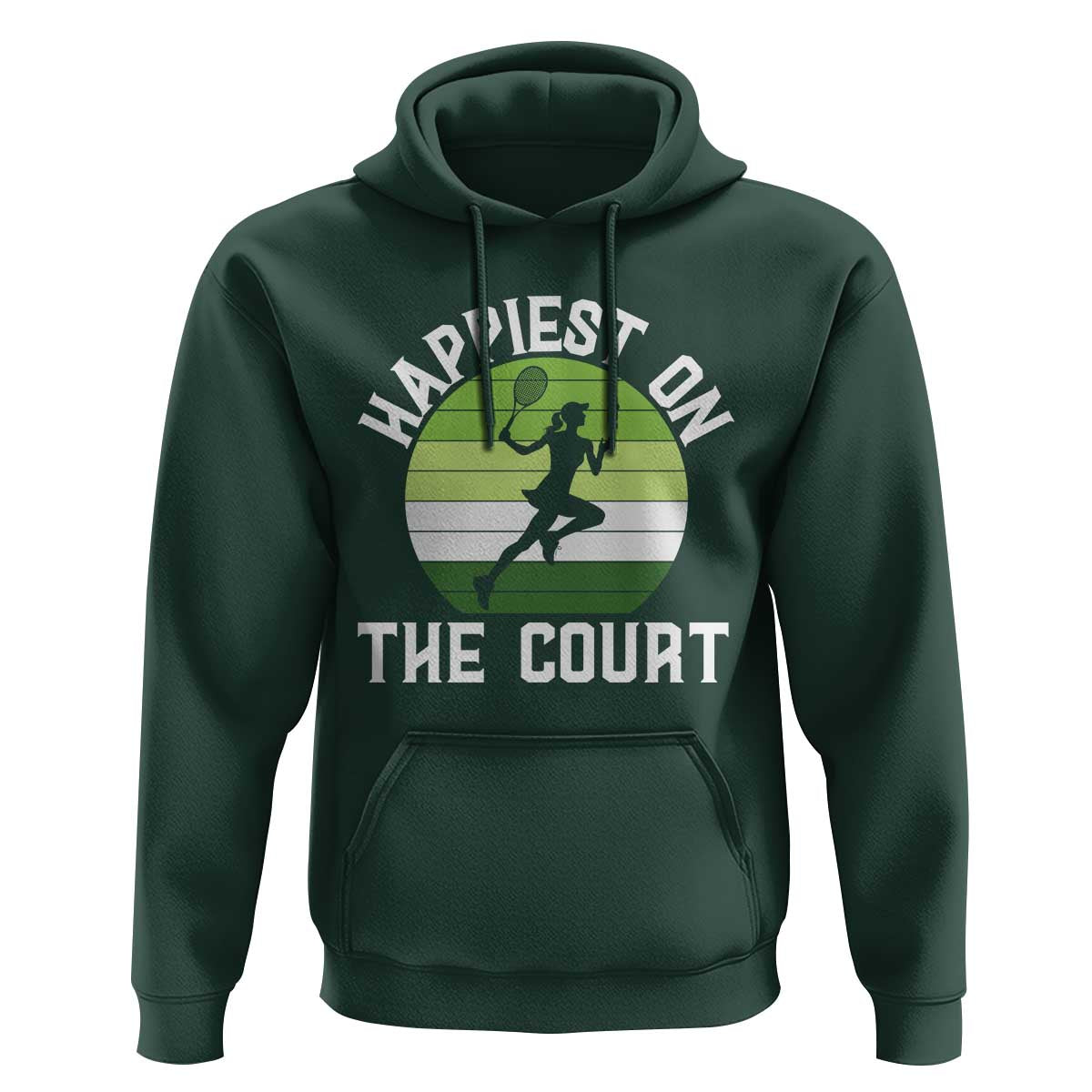 Happiest On The Court Hoodie Vintage Retro Tennis Girl Gift - Wonder Print Shop