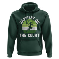 Happiest On The Court Hoodie Vintage Retro Tennis Girl Gift - Wonder Print Shop