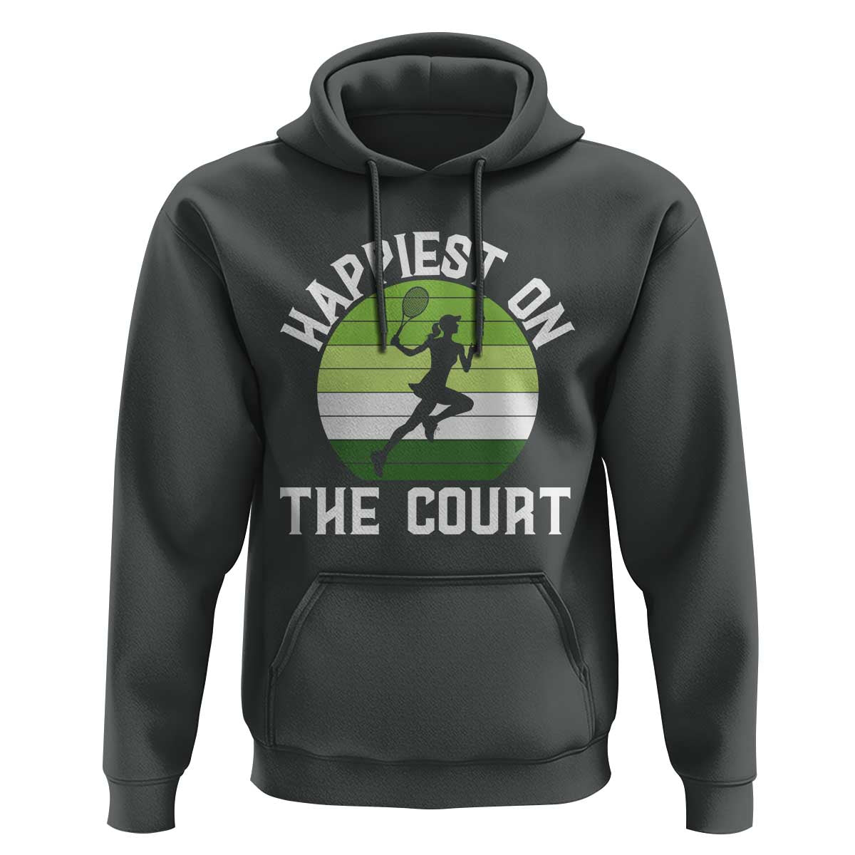 Happiest On The Court Hoodie Vintage Retro Tennis Girl Gift - Wonder Print Shop