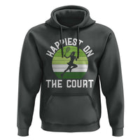 Happiest On The Court Hoodie Vintage Retro Tennis Girl Gift - Wonder Print Shop