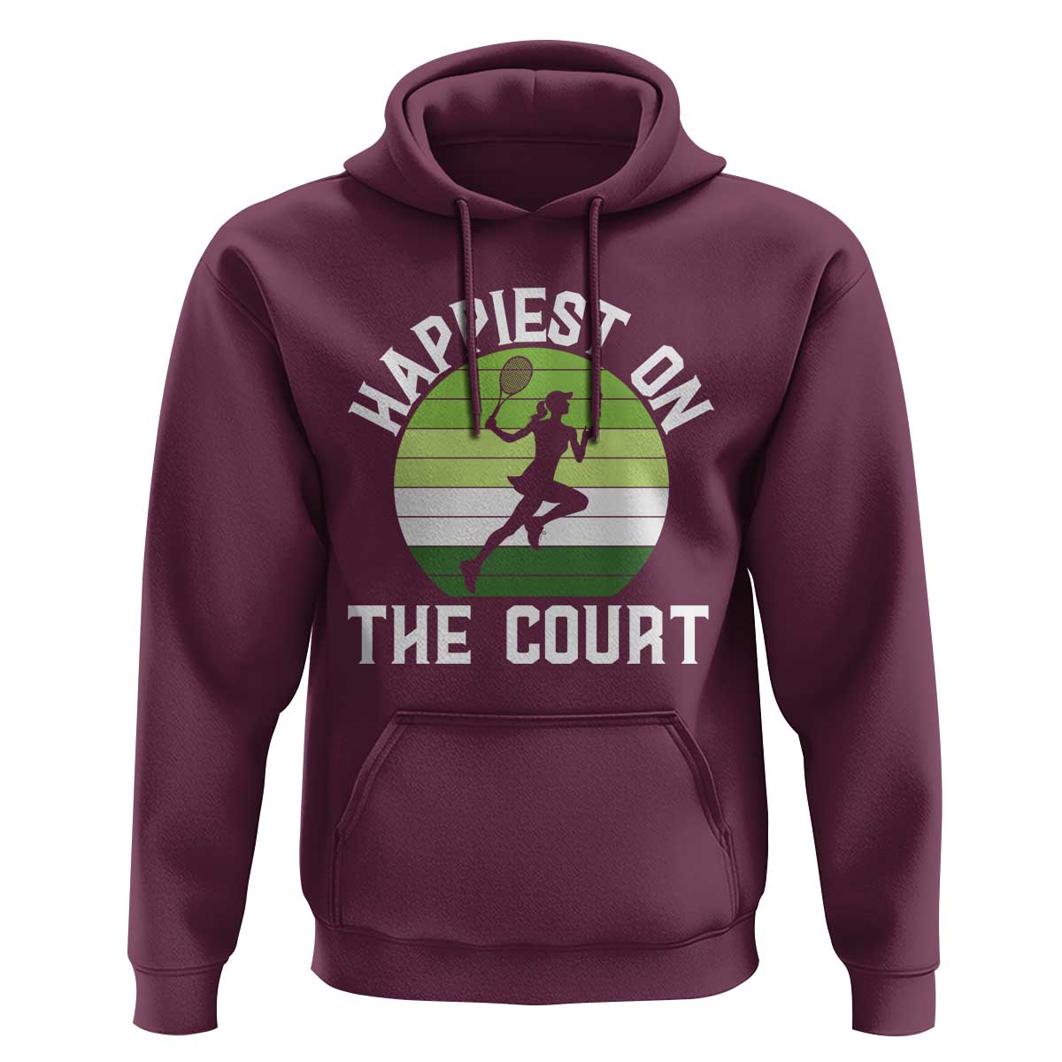 Happiest On The Court Hoodie Vintage Retro Tennis Girl Gift - Wonder Print Shop