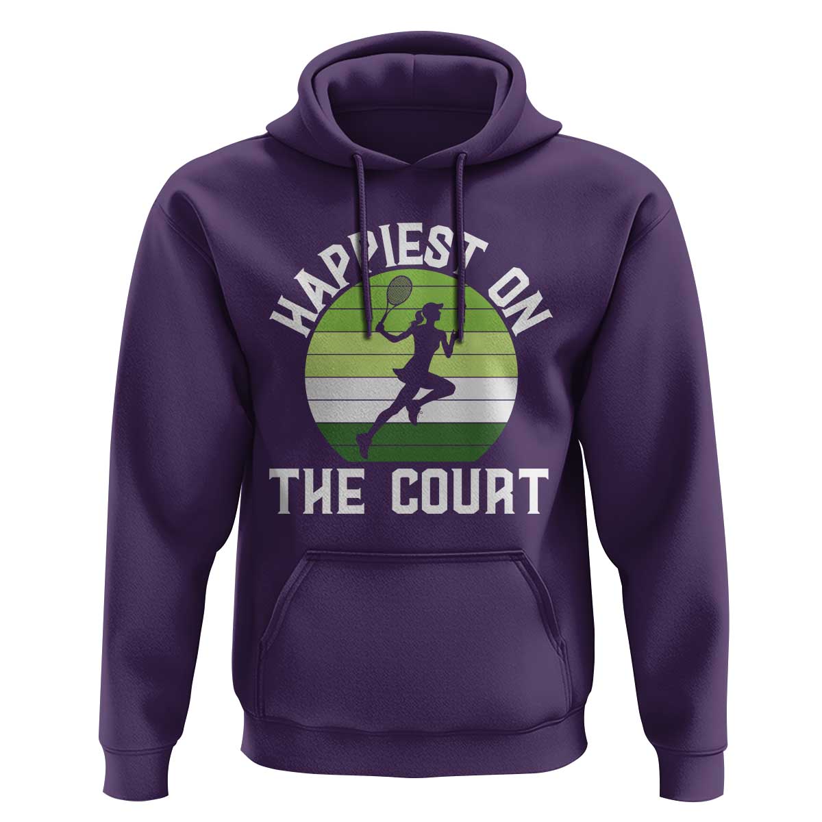 Happiest On The Court Hoodie Vintage Retro Tennis Girl Gift - Wonder Print Shop