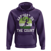 Happiest On The Court Hoodie Vintage Retro Tennis Girl Gift - Wonder Print Shop