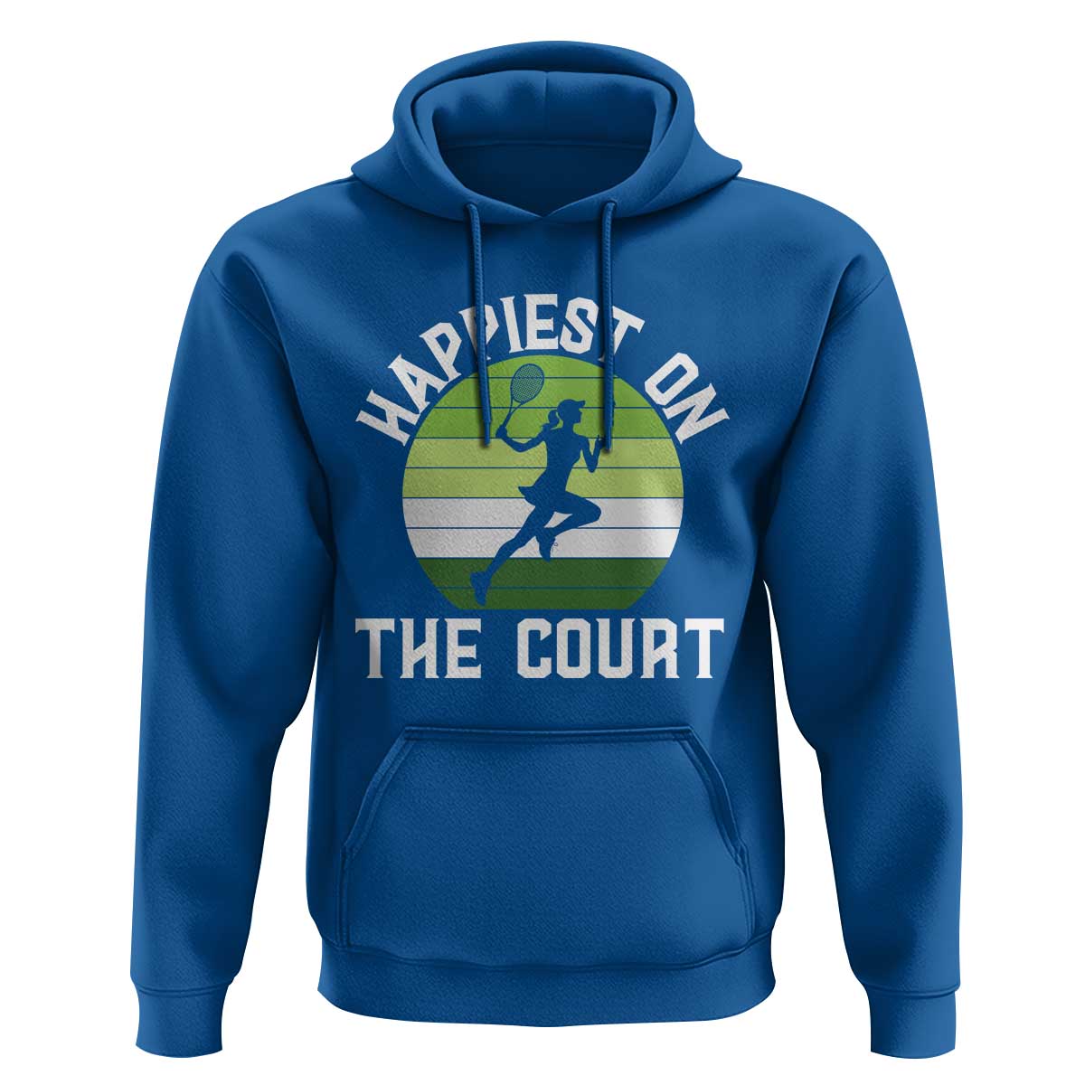 Happiest On The Court Hoodie Vintage Retro Tennis Girl Gift - Wonder Print Shop