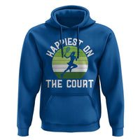 Happiest On The Court Hoodie Vintage Retro Tennis Girl Gift - Wonder Print Shop