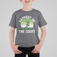 Happiest On The Court T Shirt For Kid Vintage Retro Tennis Girl Gift - Wonder Print Shop
