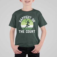 Happiest On The Court T Shirt For Kid Vintage Retro Tennis Girl Gift - Wonder Print Shop