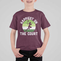 Happiest On The Court T Shirt For Kid Vintage Retro Tennis Girl Gift - Wonder Print Shop