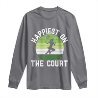 Happiest On The Court Long Sleeve Shirt Vintage Retro Tennis Girl Gift - Wonder Print Shop